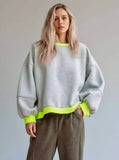 Contrast Trim Oversized Sweatshirt - DAVERRI FASHIONS