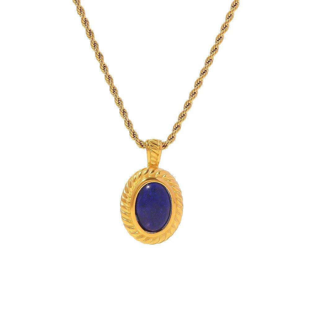 Gold Plated Lapis Lazuli Pendant Necklace OS Lapis Lazuli Necklaces