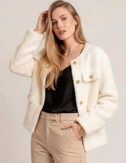 Textured Woven Button-front Jacket | Jackets Daverri Fashions