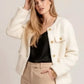 Textured Woven Button-front Jacket - DAVERRI FASHIONS