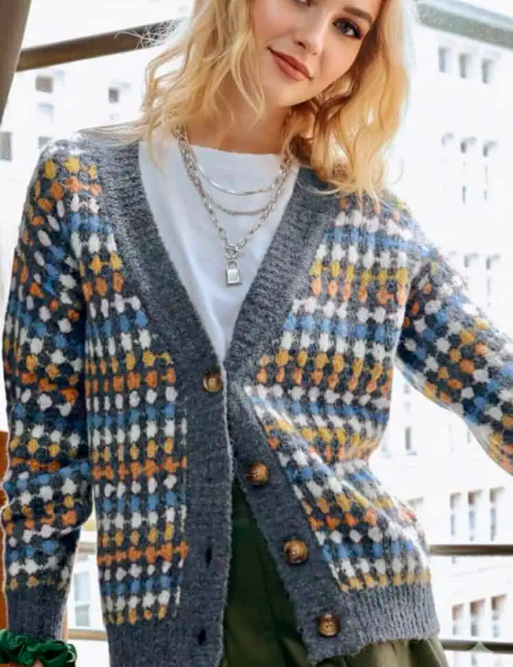 V-Neck Button Down Knit Cardigan | Cardigans Daverri Fashions