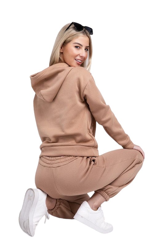 Women's Drop Shoulder Hoodie and Sweatpants Set Pants Sets