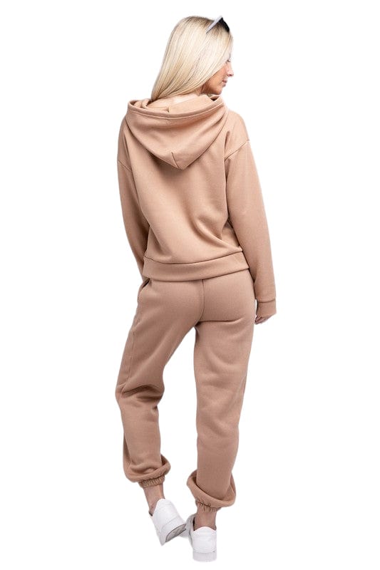 Women's Drop Shoulder Hoodie and Sweatpants Set Pants Sets