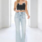High Rise Front Patch Pocket Flare Jeans Jeans