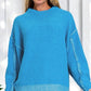 Exposed Seam Mock Neck Long Sleeve Sweater Sweaters