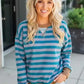 Striped Round Neck Casual Sweatshirt - DAVERRI FASHIONS