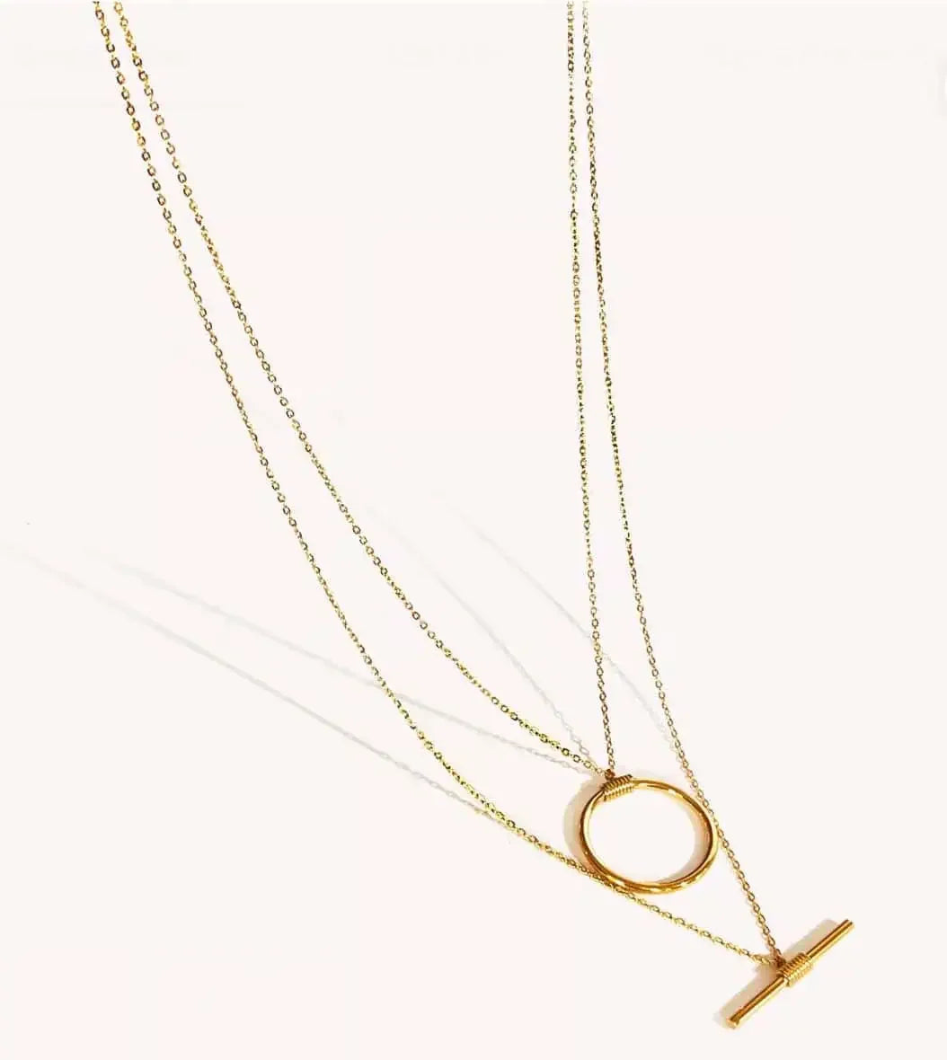 Double-Layered Stainless Steel Necklace - DAVERRI FASHIONS