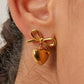 Stainless Steel Bow & Heart Drop Earrings - DAVERRI FASHIONS