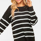 Haptics Full Size Striped Contrast Side Slit Sweater Sweaters