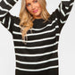 Haptics Full Size Striped Contrast Side Slit Sweater Sweaters