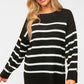 Haptics Full Size Striped Contrast Side Slit Sweater Sweaters
