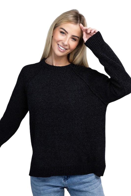 Zenana Chenille Sweater BLACK Sweaters