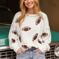 Sequin Football Round Neck Long Sleeve Sweatshirt - DAVERRI FASHIONS