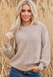 Texture Knitted Dropped Shoulder Sweater | Sweaters Daverri Fashions