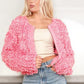 VERY J Shaggy Yarn Knit Zip Up Jacket Tops