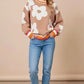 Flower Pattern Contrast Striped Baggy Sweater - DAVERRI FASHIONS