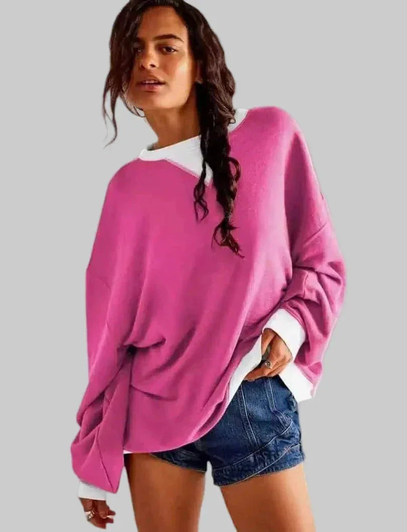 Oversized Dropped Shoulder Long Sleeve Sweatshirt - DAVERRI FASHIONS