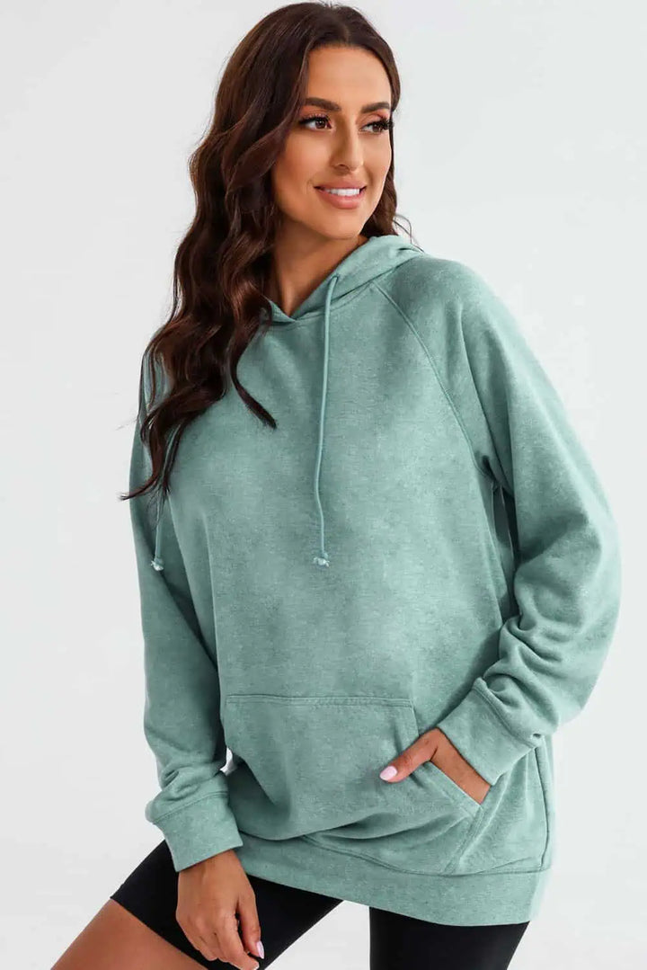 Long Sleeve Front Pocket Hoodie Tops