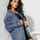 Long Sleeve Denim Jacket - DAVERRI FASHIONS