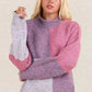 VERY J Color Block Mock Neck Drop Shoulder Sweater Sweaters