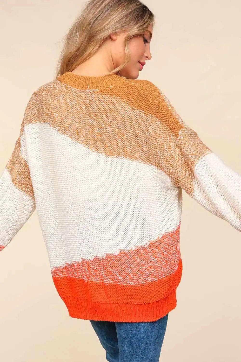 Haptics Color Block Long Sleeve Sweater Sweaters