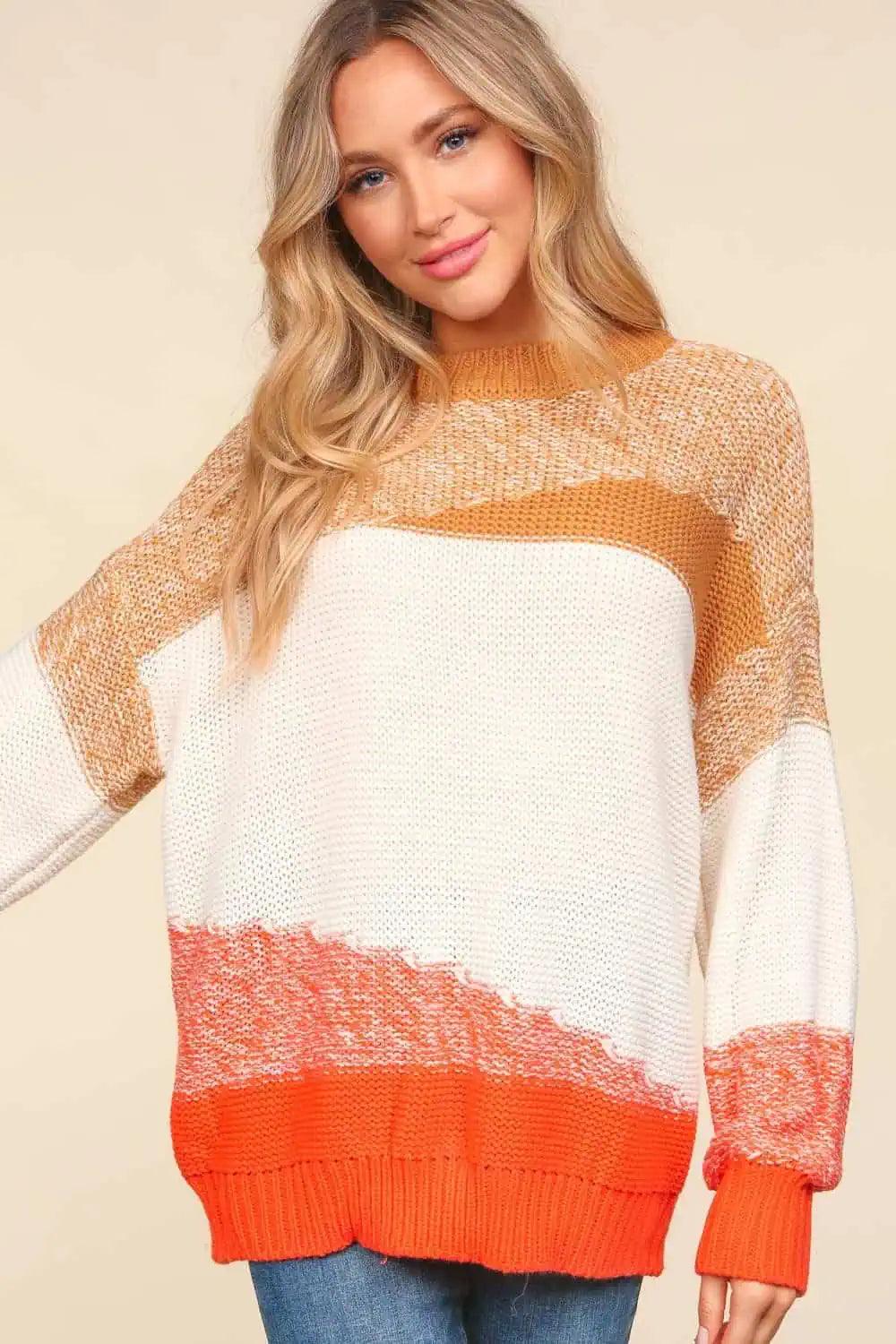 Haptics Color Block Long Sleeve Sweater Sweaters