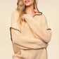 Haptics Contrast Stitching Long Sleeve Hooded Sweater Sweaters