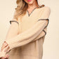 Haptics Contrast Stitching Long Sleeve Hooded Sweater Sweaters