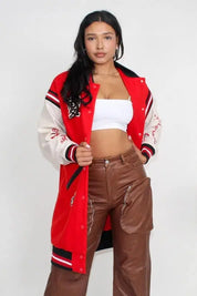 Athina Long Letterman Jacket Tops