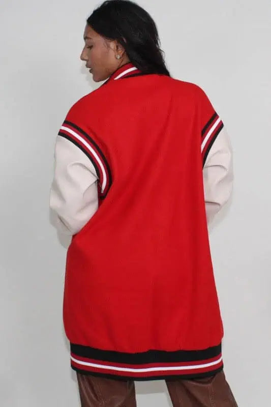 Athina Long Letterman Jacket Tops