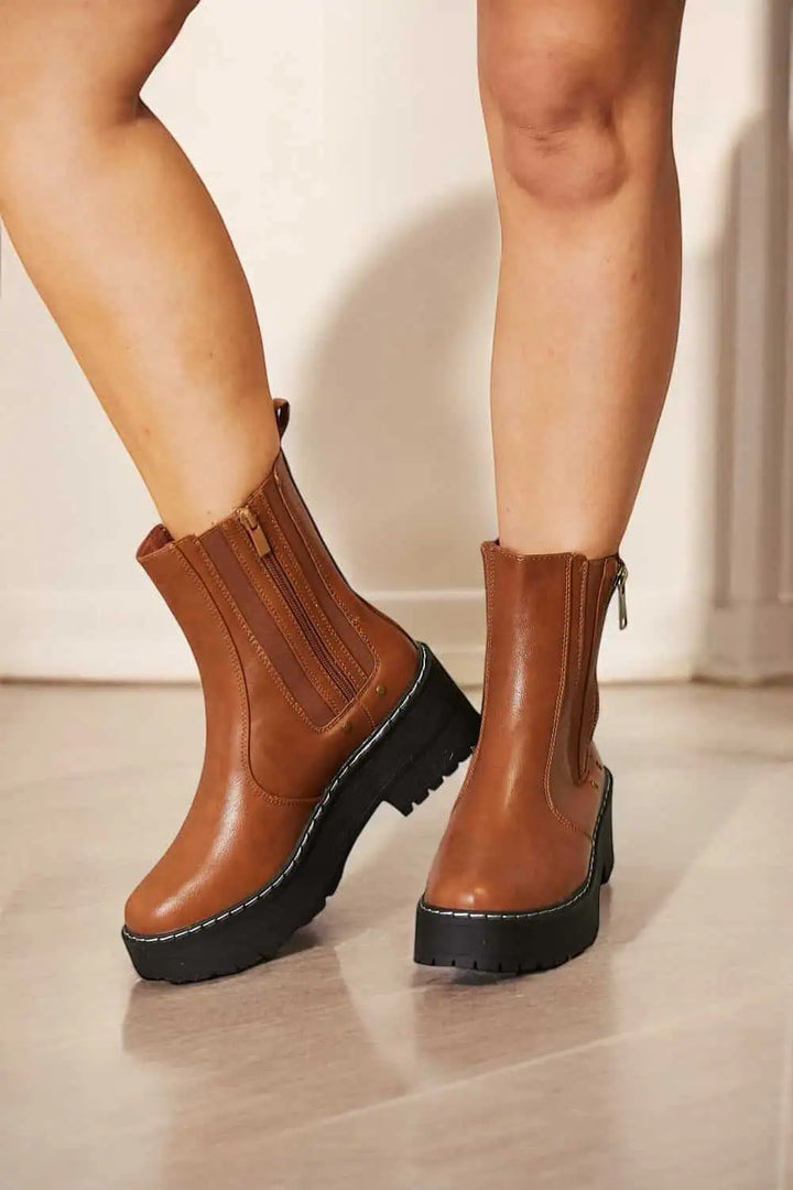 Forever Link Side Zip Platform Boots Shoes