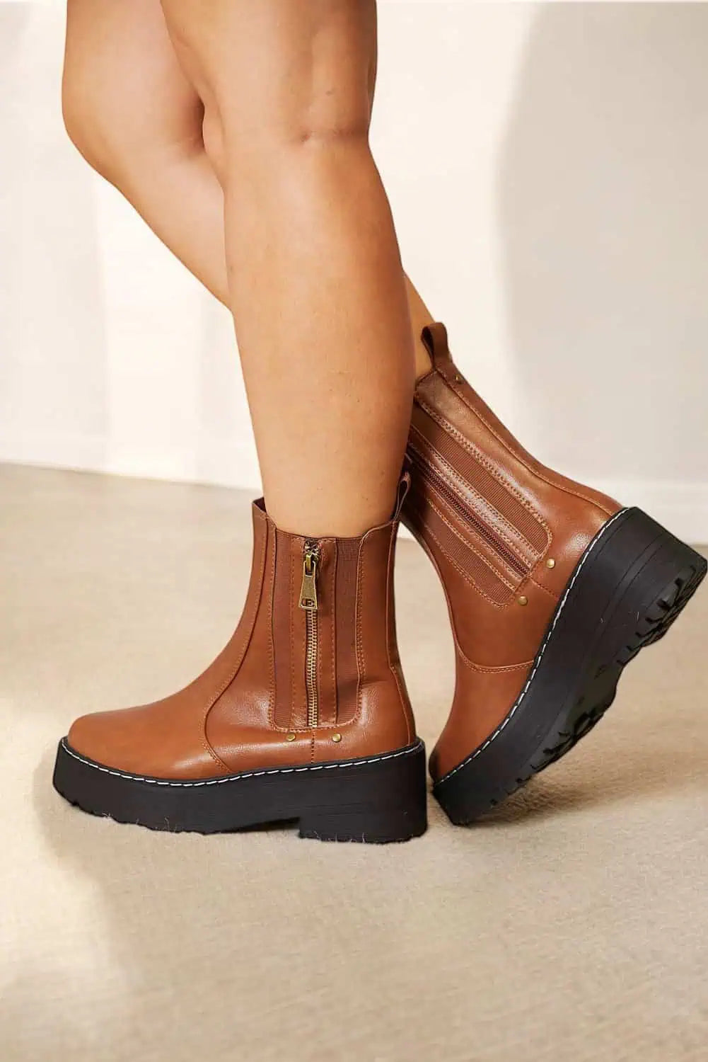 Forever Link Side Zip Platform Boots Shoes