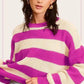 Striped Round Neck Loose Fit Sweater Sweaters