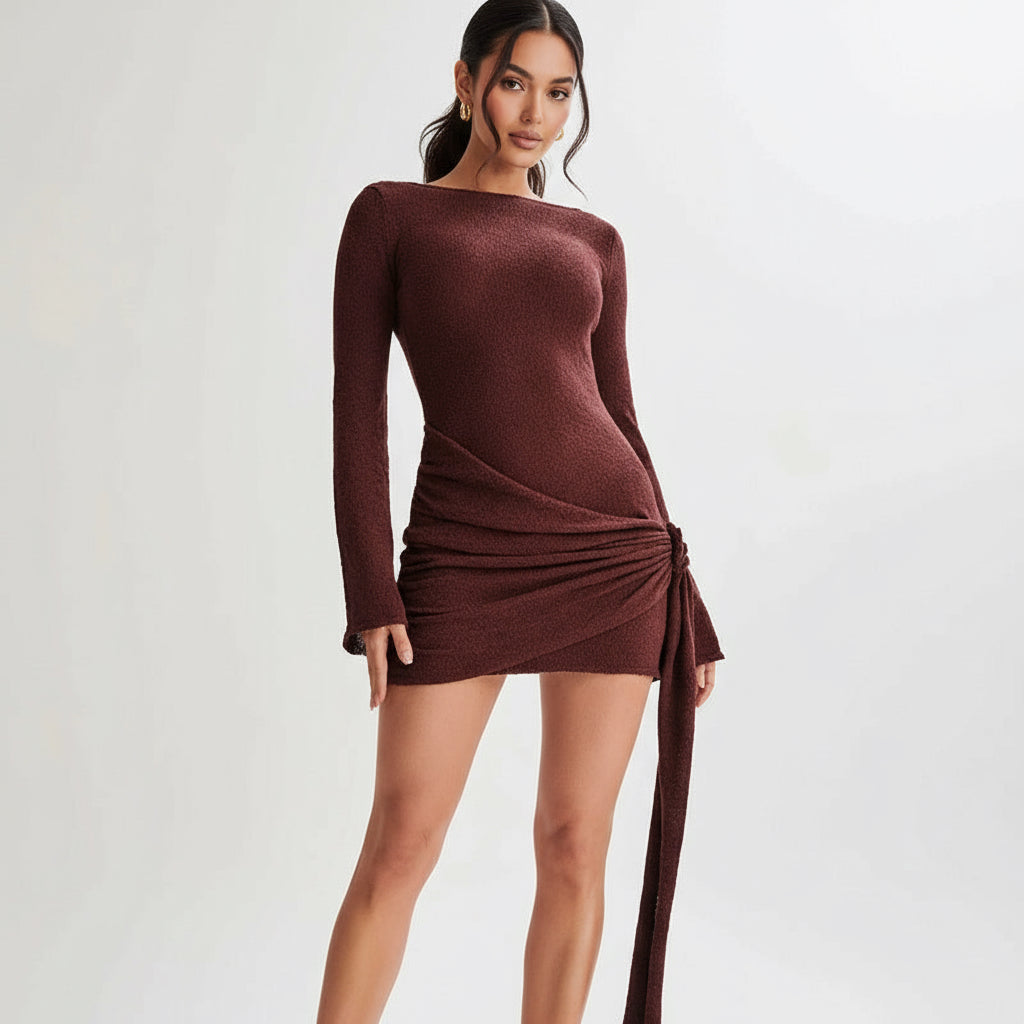 Open Back Side Tie Mini Dress | Mini Dresses Daverri Fashions