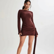 Open Back Side Tie Mini Dress | Mini Dresses Daverri Fashions