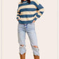 Striped Round Neck Loose Fit Sweater Sweaters