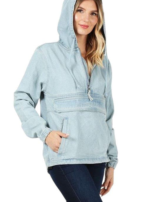 Women's Denim Hooded Jacket Light Blue Coats & Jackets