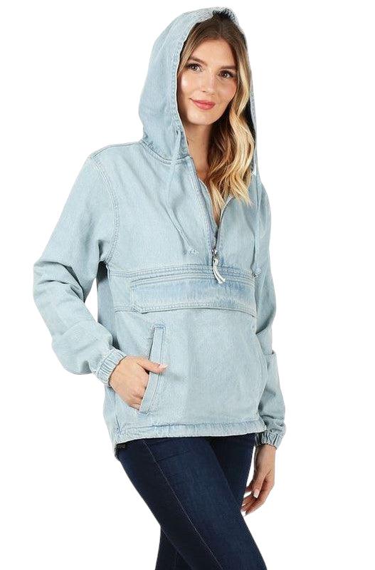 Women's Denim Hooded Jacket Light Blue Coats & Jackets