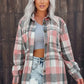 Pocketed Plaid Collared Neck Shacket - DAVERRI FASHIONS