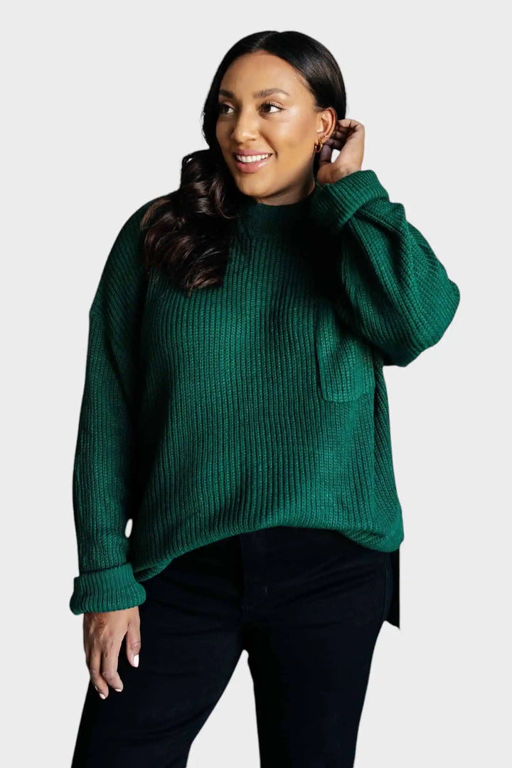 Haptics Loose Fit Crew Neck Sweater Tops