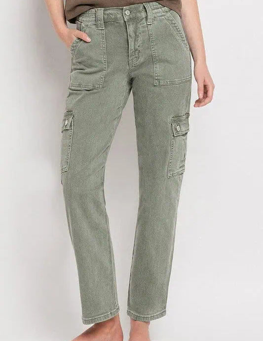 High Rise Cargo Straight Jeans Bottoms