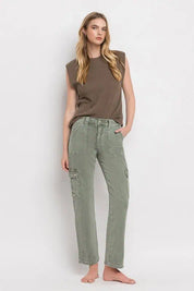 High Rise Cargo Straight Jeans Bottoms