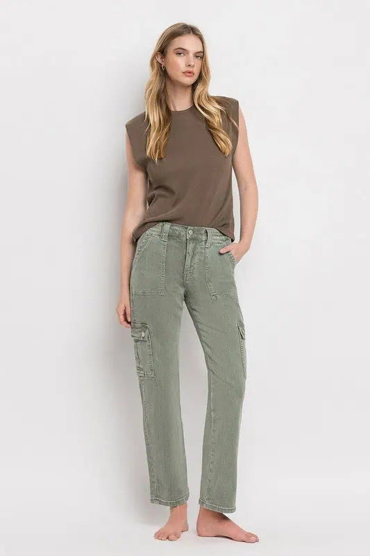 High Rise Cargo Straight Jeans Jeans