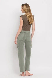 High Rise Cargo Straight Jeans Bottoms