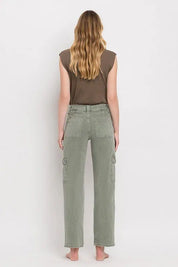 High Rise Cargo Straight Jeans Bottoms