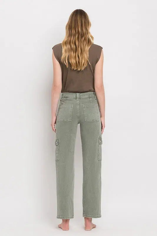 High Rise Cargo Straight Jeans Bottoms