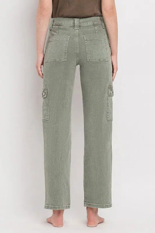 High Rise Cargo Straight Jeans Bottoms