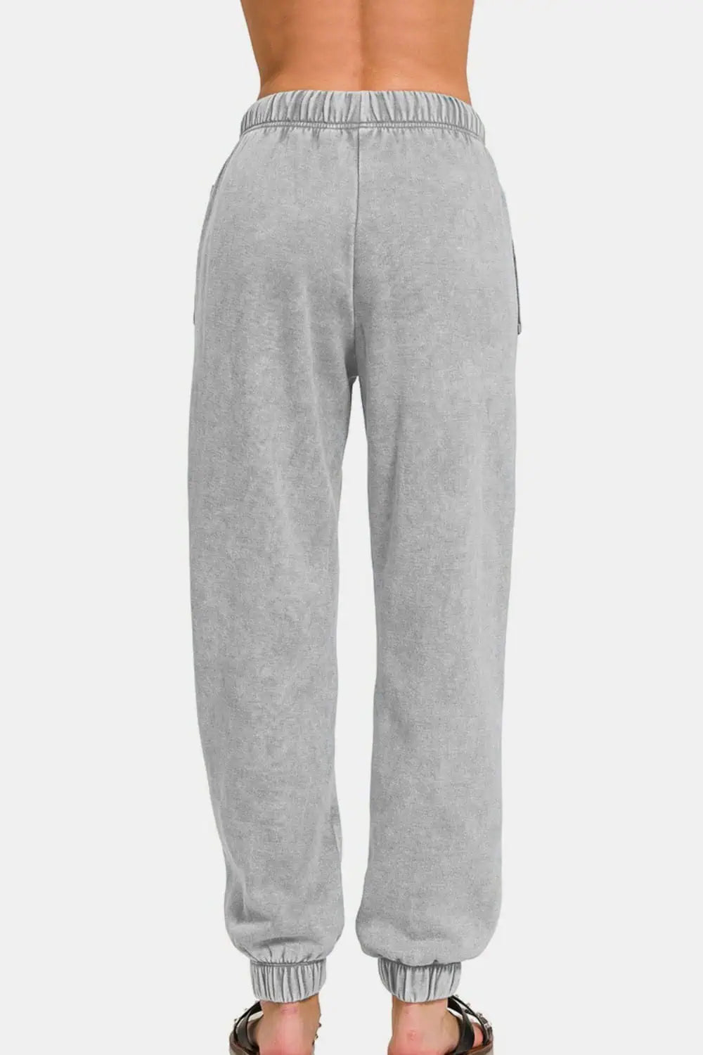 Acid Wash Fleece Drawstring Sweatpants with Pockets Bottoms