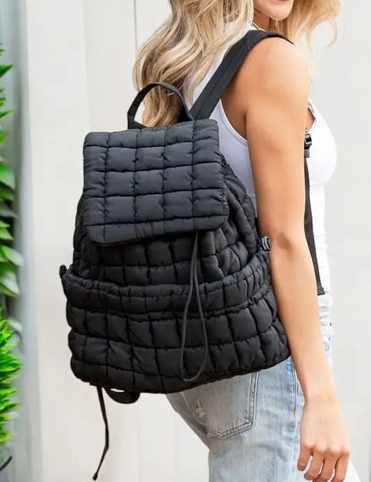 Quilted Puffer Backpack Black OneSize Handbags