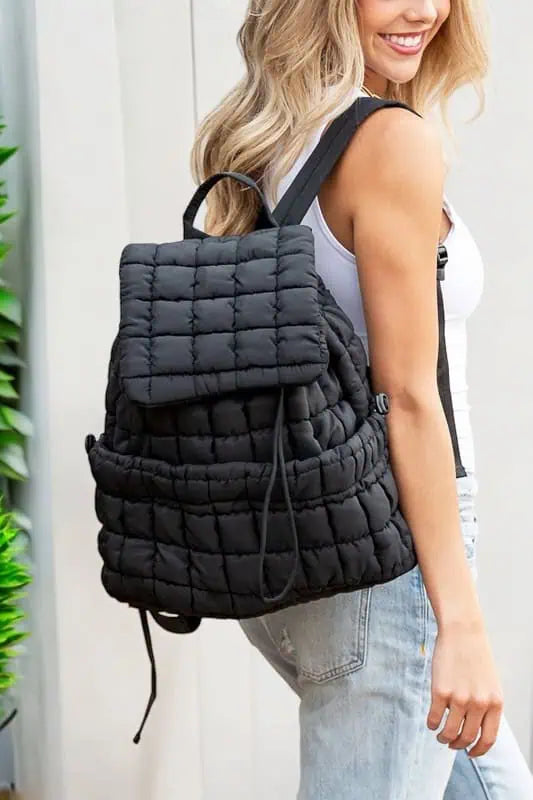 Quilted Puffer Backpack Black OneSize Handbags